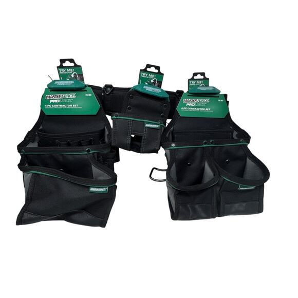 4 Piece Contractor Tool Bag Set Contractor Framer Pouch Padded Belt Storage 24" - Picture 1 of 6